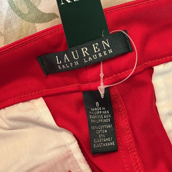 RALPH LAUREN Size 8 Stretchy Cotton Blend Vivid Red Pants Cozy Valentine $119NEW - Picture 6 of 16